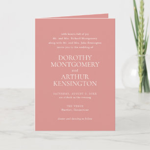Modern Coral Pink QR Code Elegant Wedding Invitation