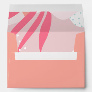 Modern Coral Pink Teal Wedding Artistic Pattern Envelope