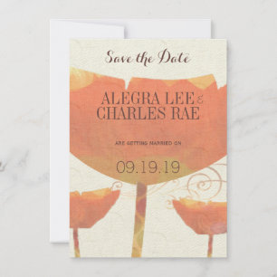 Modern Coral Poppy Wedding Save the Date Invitation