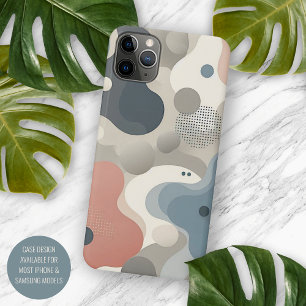 Modern Coral Red Beige Grey Blue Art Pattern iPhone 16 Pro Max Case