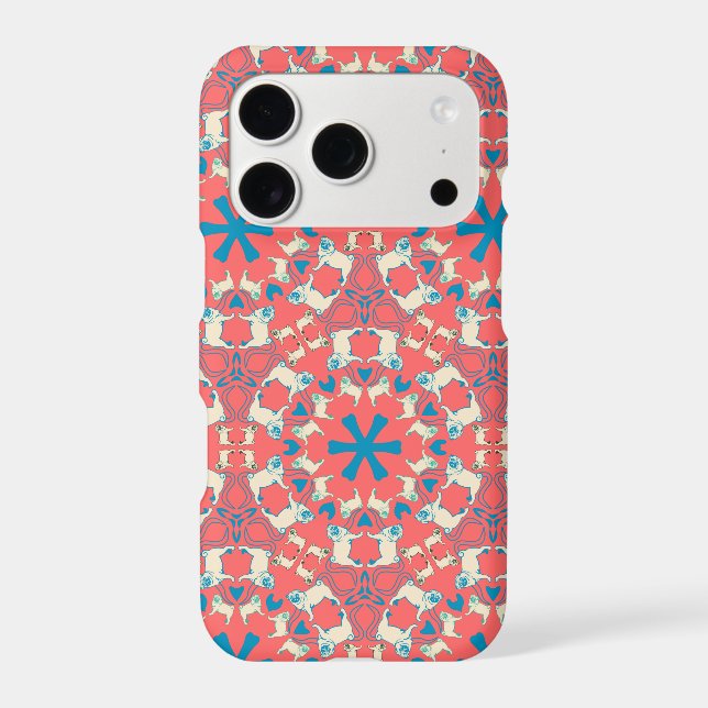 Modern coral red Pug pattern (Back)