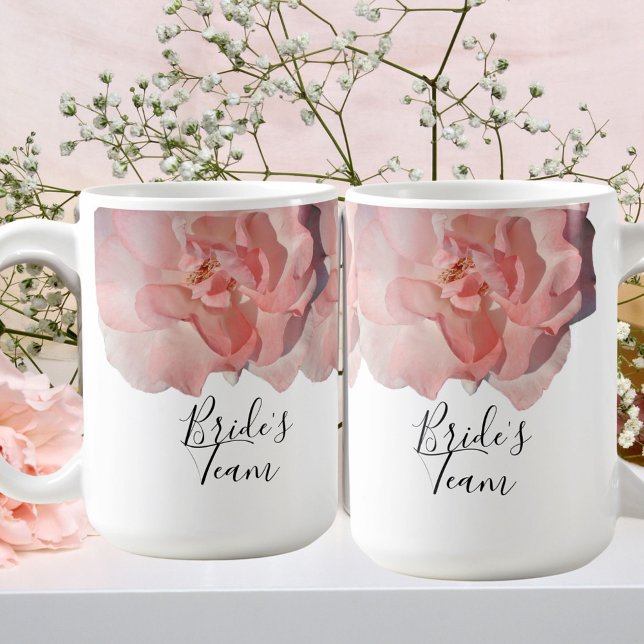 Modern Coral Rose Floral Bride Squad Wedding Magic Mug (Creator Uploaded)