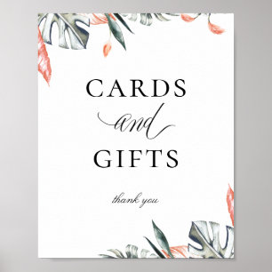 Modern Coral Tropics Cards Gifts Sign