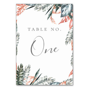 Modern Coral Tropics Frame Table Number