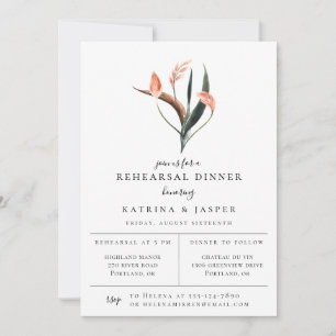 Modern Coral Tropics Rehearsal Dinner Invitation