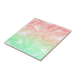 Modern coral turquoise tropical palm trees pattern tile<br><div class="desc">A modern coral and turquoise gradient tropical palm trees pattern.A unique pastel color trendy gradient tropical hawaiian palm tree design on white background. Get this cute girly summer trend tropical trees design pattern for her or anyone on any occasion. The perfect gift idea .</div>