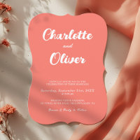 Modern Coral Union Script Decorative Wedding