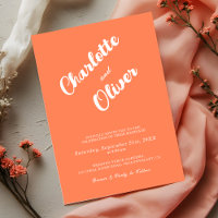 Modern Coral Union Script Orange Wedding