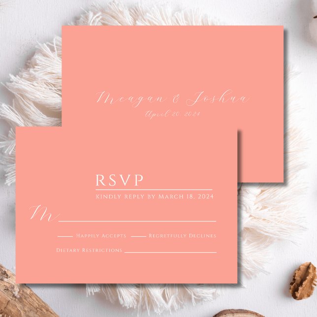 Modern Coral Wedding RSVP Card (Creator Uploaded)
