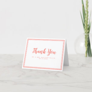 Modern Coral Wedding Simple Minimalist Stylish Thank You Card