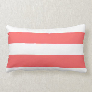 Modern Coral White Stripes Pattern Lumbar Cushion