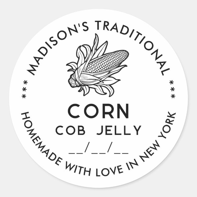 Modern corn cob jelly sticker with cob symbol (Front)