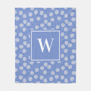 Modern Cornflower Blue Family Monogram Fleece Blanket