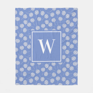 Modern Cornflower Blue Family Monogram Fleece Blanket