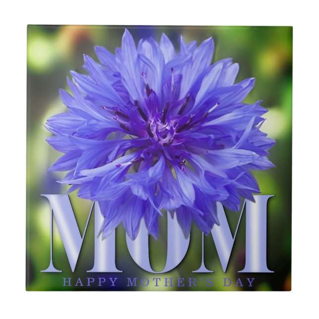 Modern Cornflower Elegant Blue Mother’s Day  Tile (Front)