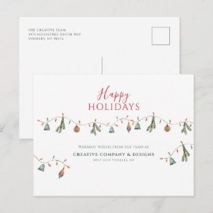 Modern Corporate Business Script Holiday Postcard