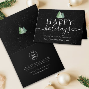 Modern Corporate Christmas Trees Company Logo Holiday Card