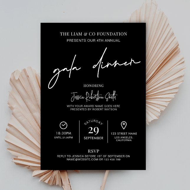 Modern Corporate Event Gala Dinner Black & White Invitation (Creator Uploaded)