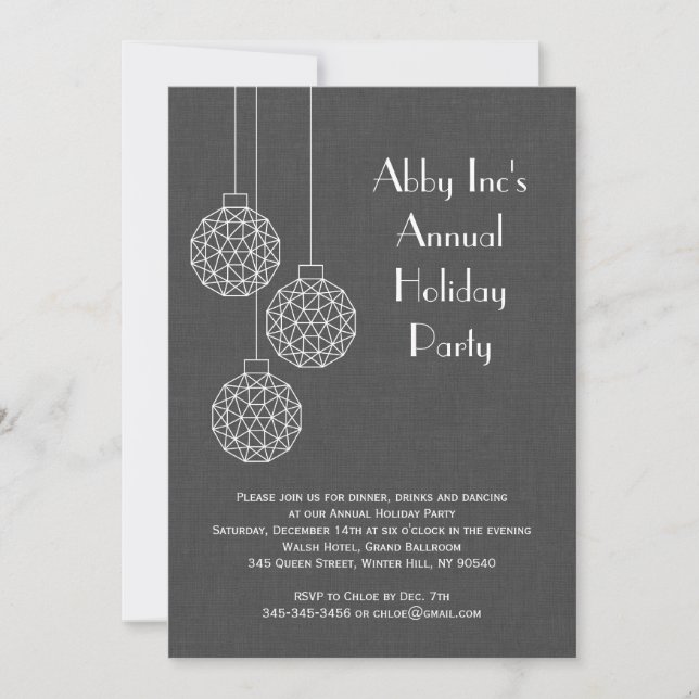 Modern Corporate Holiday Party Invitation - grey (Front)