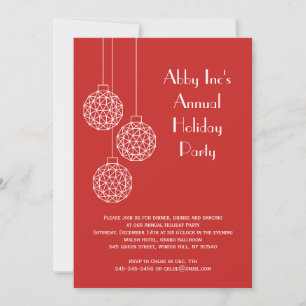 Modern Corporate Holiday Party Red Invitation