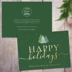 Modern Corporate Logo Christmas Trees Green Gold