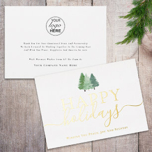 Modern Corporate Logo Christmas Trees Script Gold