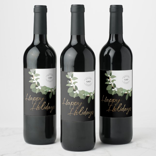 Modern Corporate Logo Happy Holidays No photo   Wine Label (Bottles)