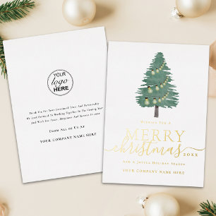 Modern Corporate Logo Merry Christmas Tree Gold