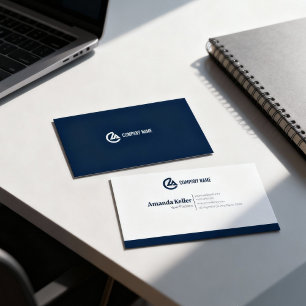 Modern Corporate Navy Blue Minimalist Business Car Card
