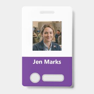 Modern Corporate Photo ID Employee Barcode Name Badge
