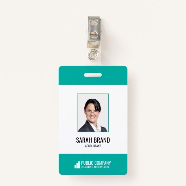 Modern Corporate Staff Employee Business ID Badge (Front with Clip)