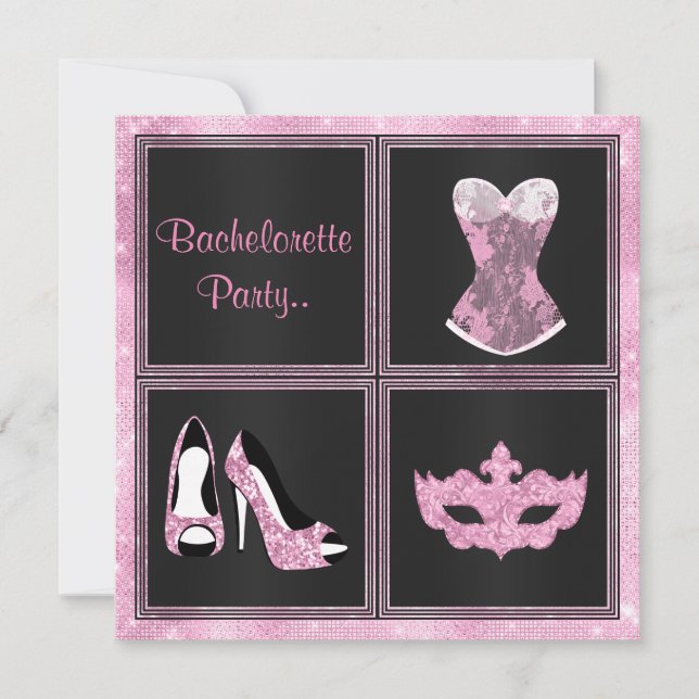 MODERN Corset pink custom BACHELORETTE PARTY Invitation (Front)
