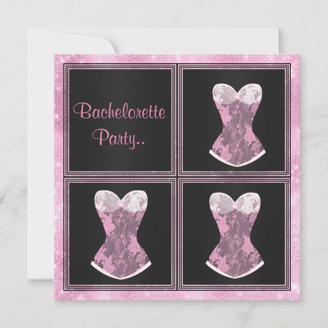 MODERN Corset pink custom BACHELORETTE PARTY Invitation (Front)