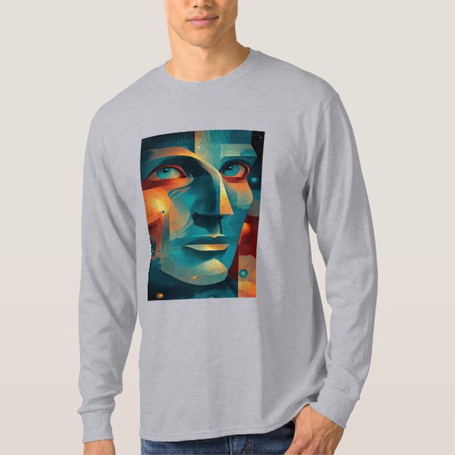 Modern Cosmic Mosaic Face T-Shirt (Front)