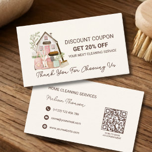 Modern Cosy Professional House Cleaning  Discount Card