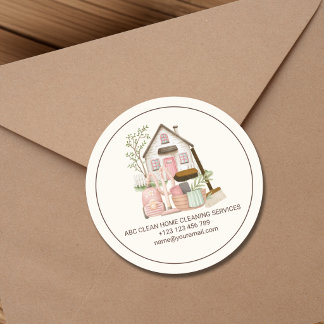 Modern Cosy Professional House Cleaning Services Classic Round Sticker
