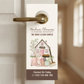 Modern Cosy Professional House Cleaning Services Door Hanger