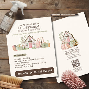 Modern Cosy Watercolor House Cleaning Services  Flyer