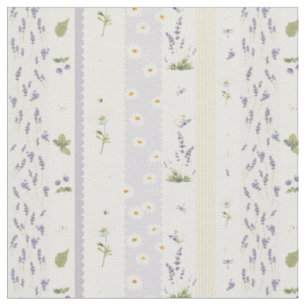 Modern cottagecore - Bee Lavender vertical border Fabric