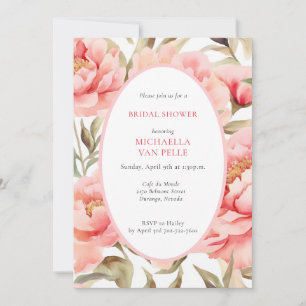 Modern Cottagecore Blush Bridal Shower w/ QR Code  Invitation