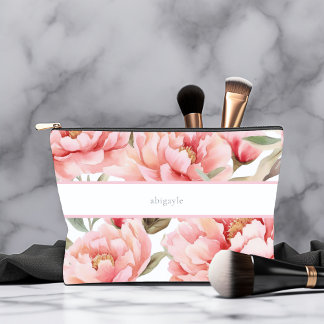 Modern Cottagecore Blush Peony Accessory Pouch