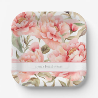 Modern Cottagecore Blush Peony Paper Plate