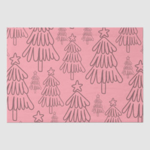 Modern Cottagecore Pink Evergreen Tree Christmas Tissue Paper