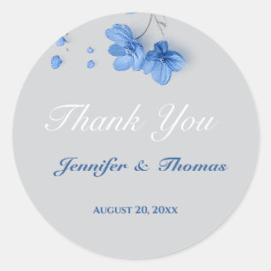 Modern Cottagecore Soft Blue Wildflowers Wedding  Classic Round Sticker