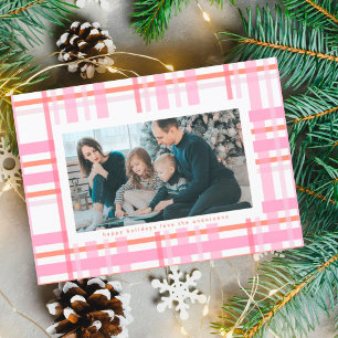 Modern Cotten Candy Christmas Plaid Multi Photo Holiday Card
