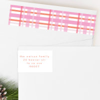 Modern Cotten Candy Christmas Plaid Return Address
