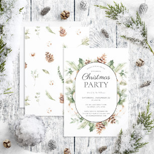 Modern Cotton Winter Greenery Christmas Party Invitation