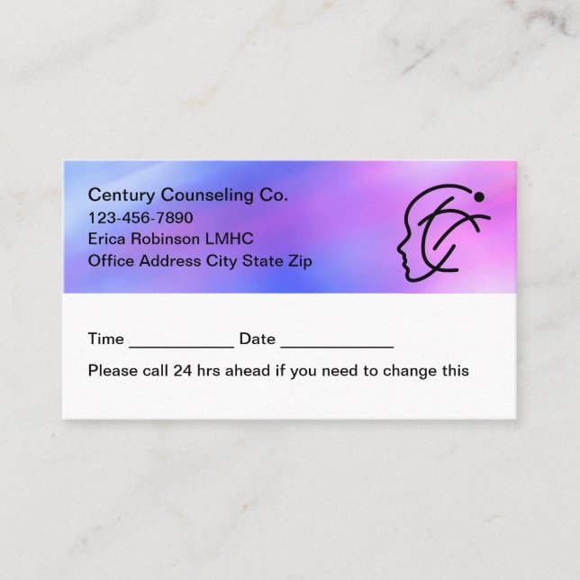 Modern Counseling Appointment Business Cards  (Front)