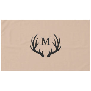 Modern Country Black Deer Antlers & Taupe Tablecloth