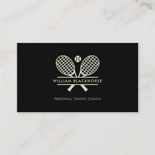 Modern Country Club Tennis Coach Business Card (Front)